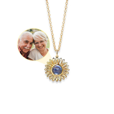 Sunflower Photo Necklace - Personalised Necklace - Customised Necklace Necklace Gold Brother & Sisters